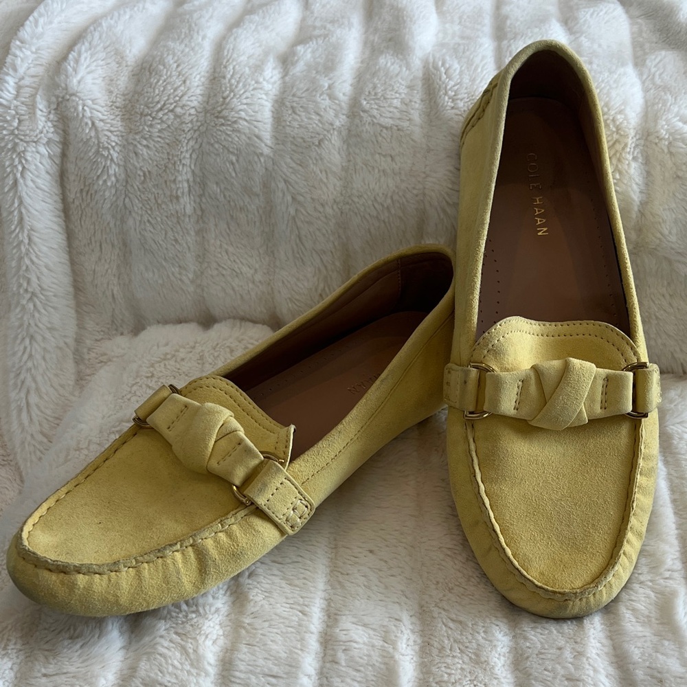 Cole Haan Lemon Suede Knot Loafers